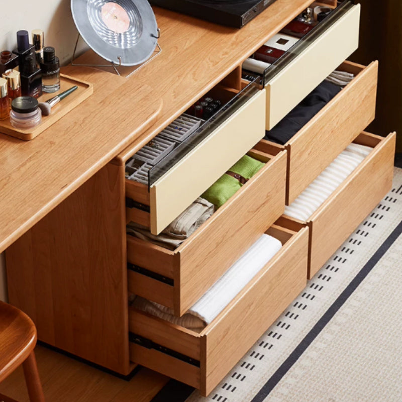 Seth solid cherry wood vanity desk with six drawers – view 9