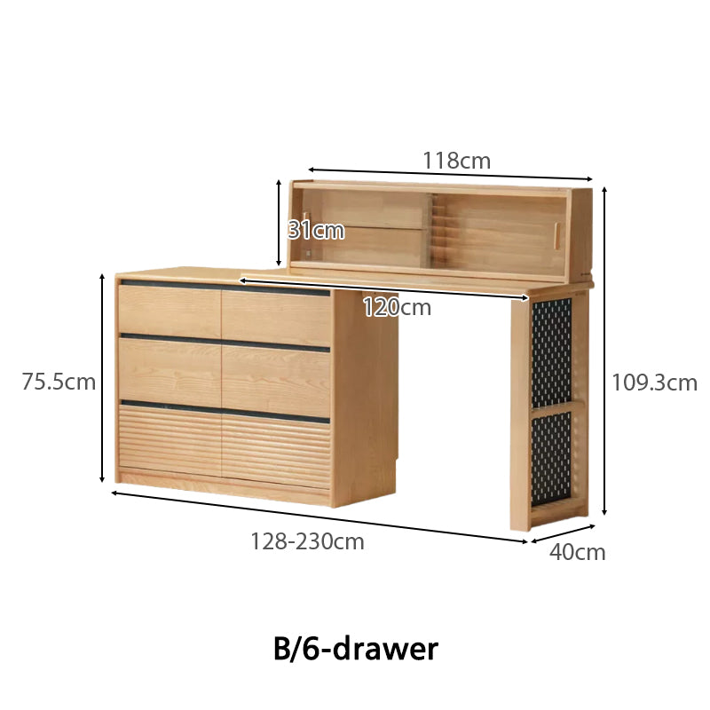 Shaina Solid Ash Dressing Table with 6 or 9 Drawers – view 13