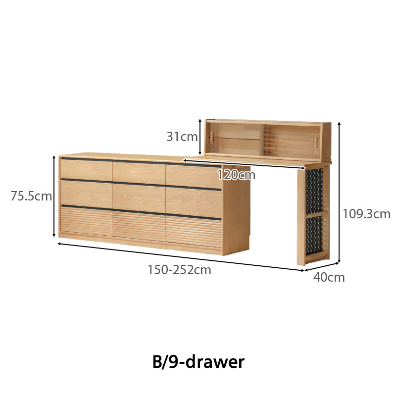 Shaina Solid Ash Dressing Table with 6 or 9 Drawers – view 15
