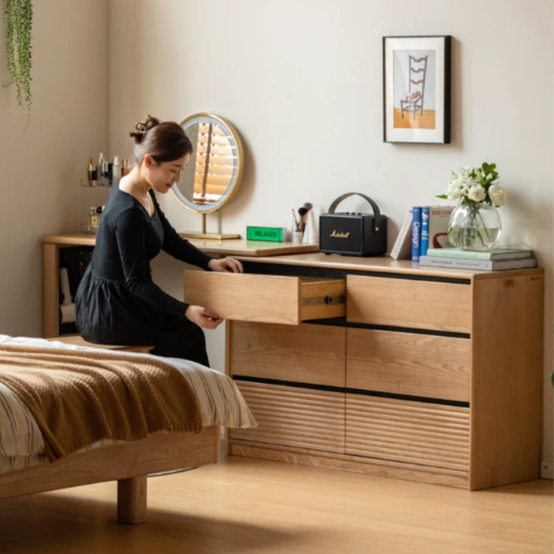 Shaina Solid Ash Dressing Table with 6 or 9 Drawers – view 18