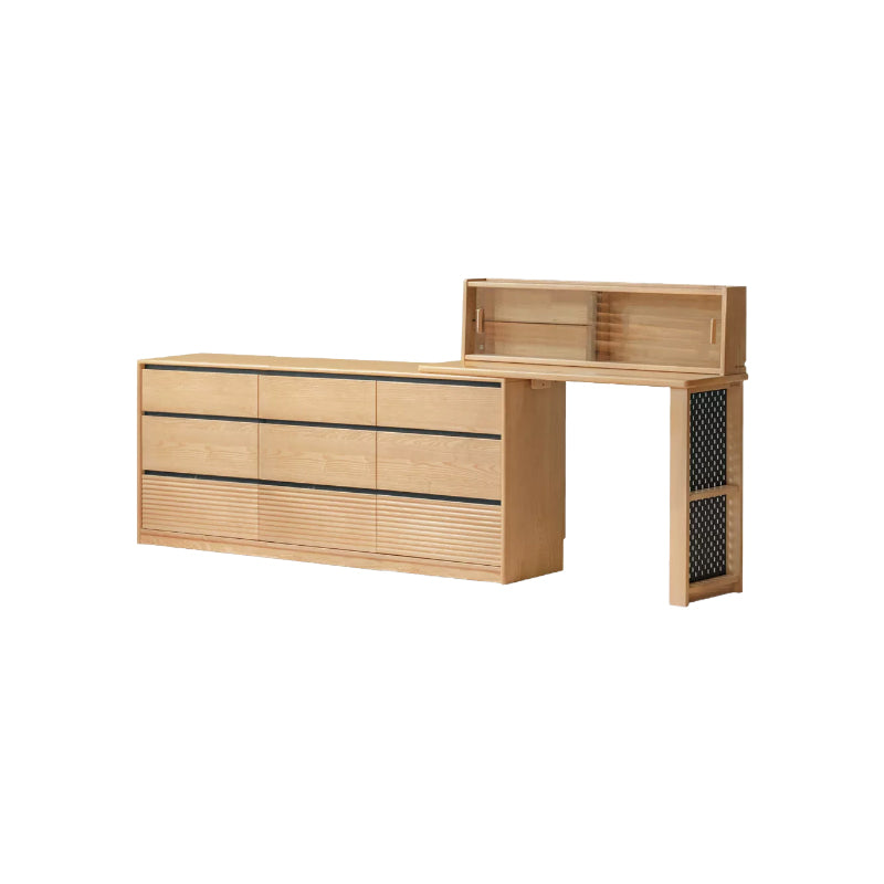 Shaina Solid Ash Dressing Table with 6 or 9 Drawers – B 9-drawer, view 14