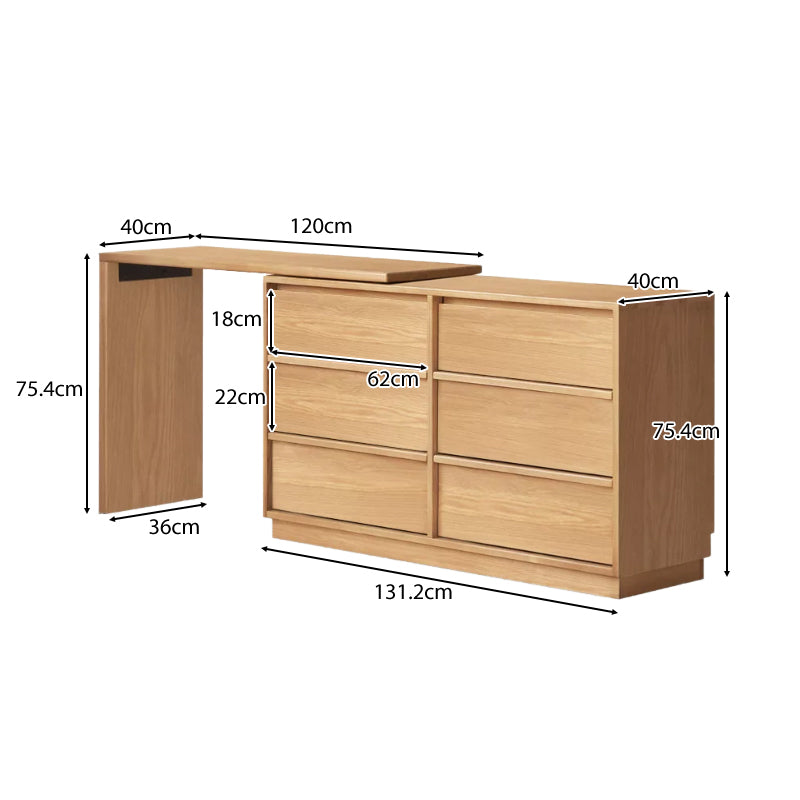 Sienna solid ash makeup vanity with six drawers – view 13