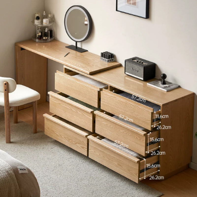 Sienna solid ash makeup vanity with six drawers – view 8