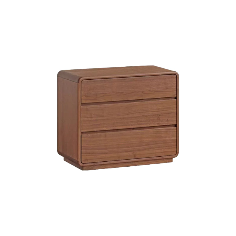 Simone solid black walnut bedside table with drawers – 61cm, view 2