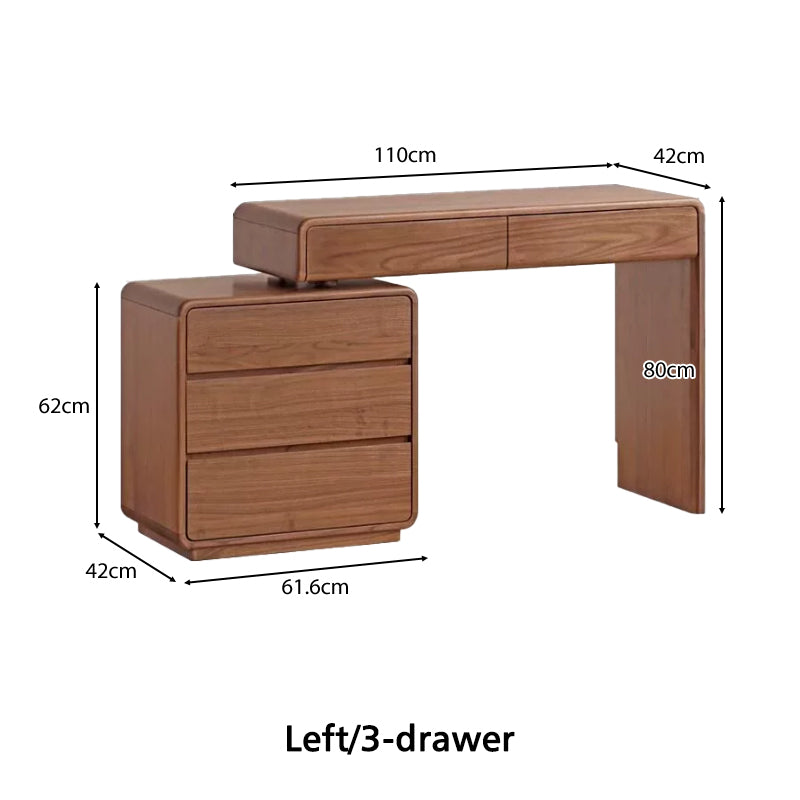 Simone solid black walnut dressing table with drawers – view 11
