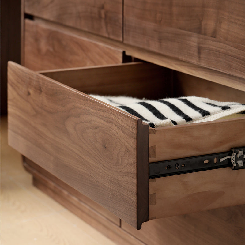 Simone solid black walnut dressing table with drawers – view 17