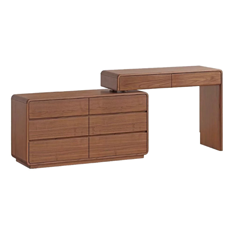 Simone solid black walnut dressing table with drawers – Left & 6-drawer, view 22