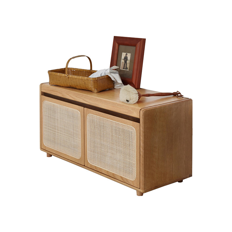 Courtney Solid American Oak 2-Door Shoe Cabinet and Shoe-Changing Stool 90cm – view 8