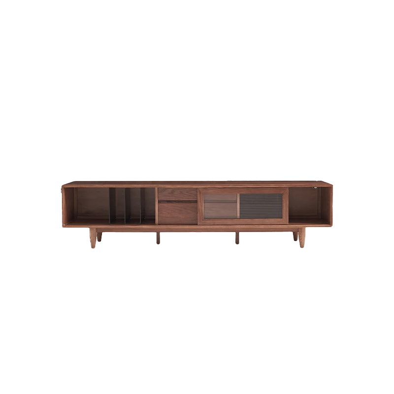 Koree TV Unit in Solid American Oak and Pine with Visible Storage, Walnut – view 3