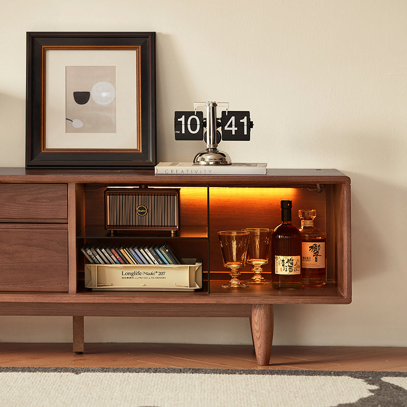 Koree TV Unit in Solid American Oak and Pine with Visible Storage, Walnut – view 9