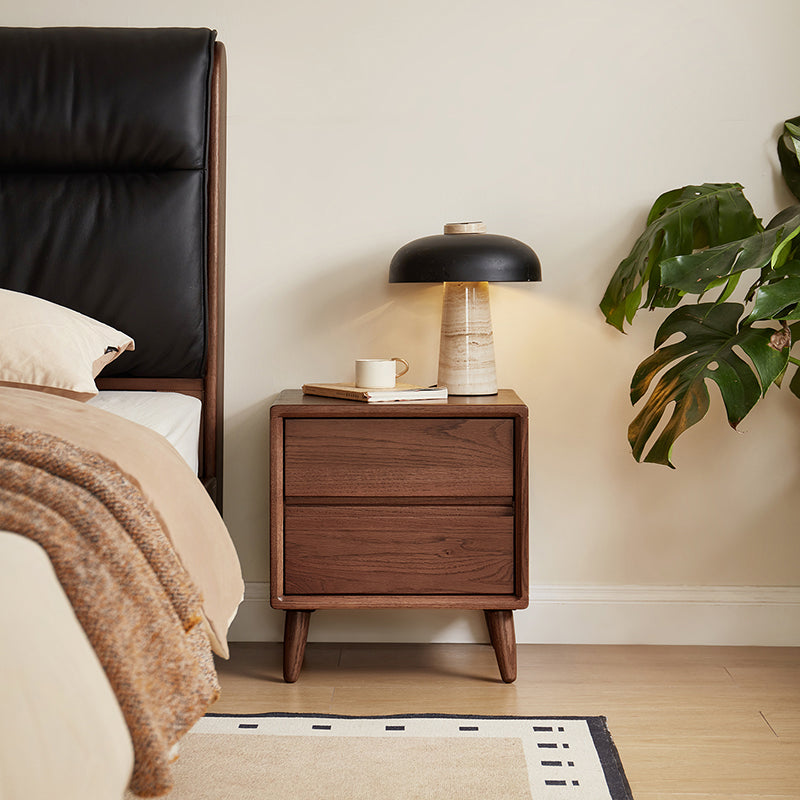 Harmony Solid American Oak Bedside Table – Walnut