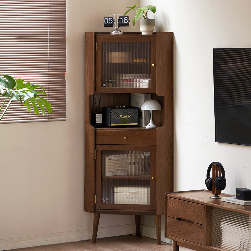 Wayne Solid American Oak Corner Shelf 70cm – Walnut, view 13