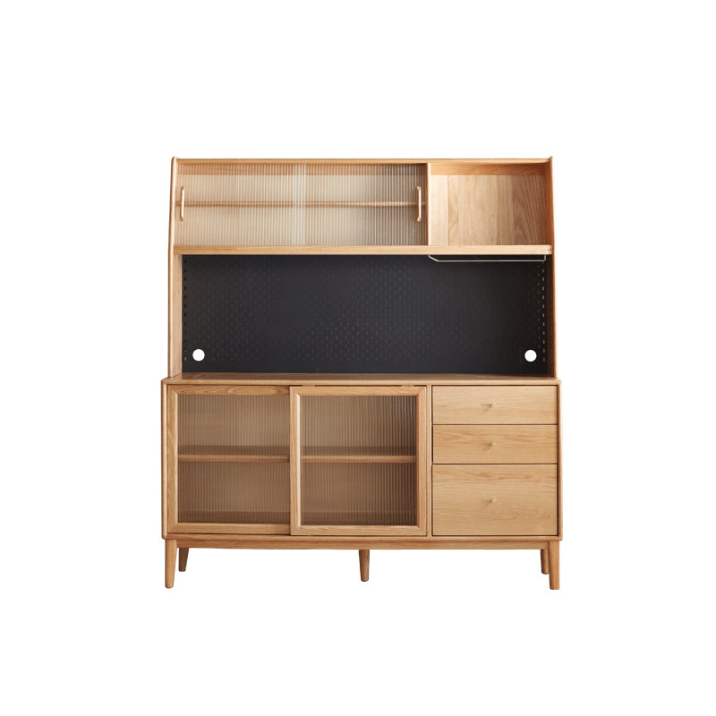 Keedy Solid American Oak Glass-Door Sideboard 125cm 150cm 180cm – Natural Wood 150cm, view 5