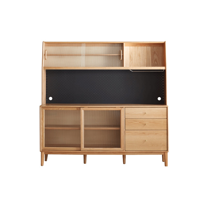 Keedy Solid American Oak Glass-Door Sideboard 125cm 150cm 180cm – Natural Wood 180cm, view 13