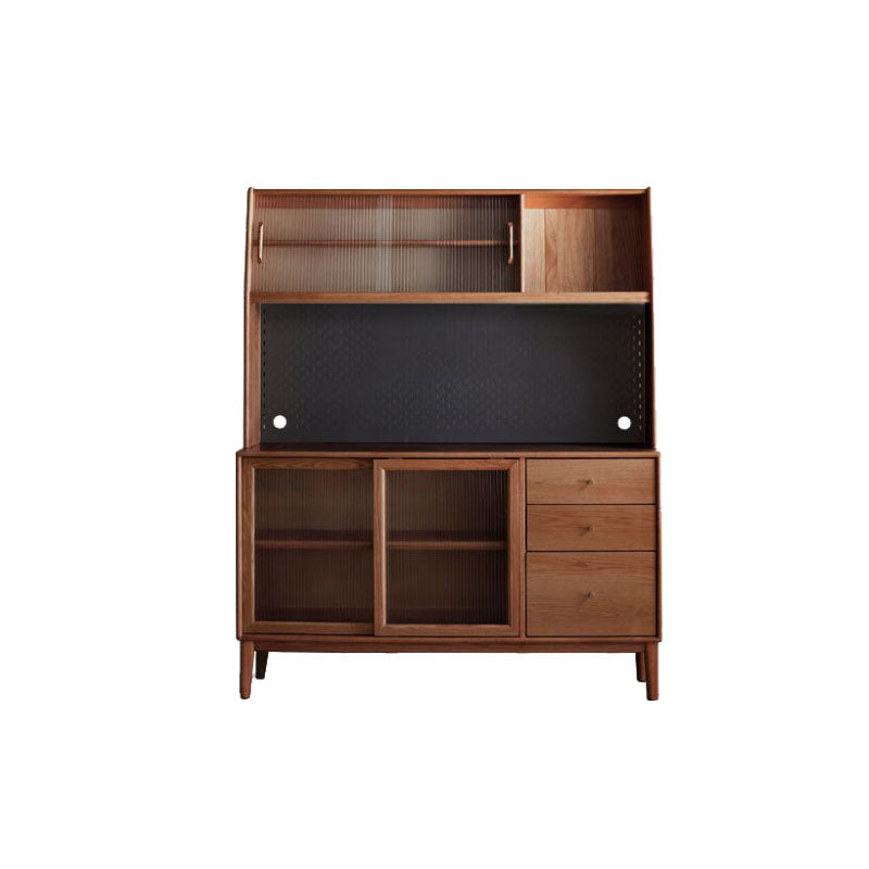 Keedy Solid American Oak Glass-Door Sideboard 125cm 150cm 180cm – Walnut 125cm, view 15