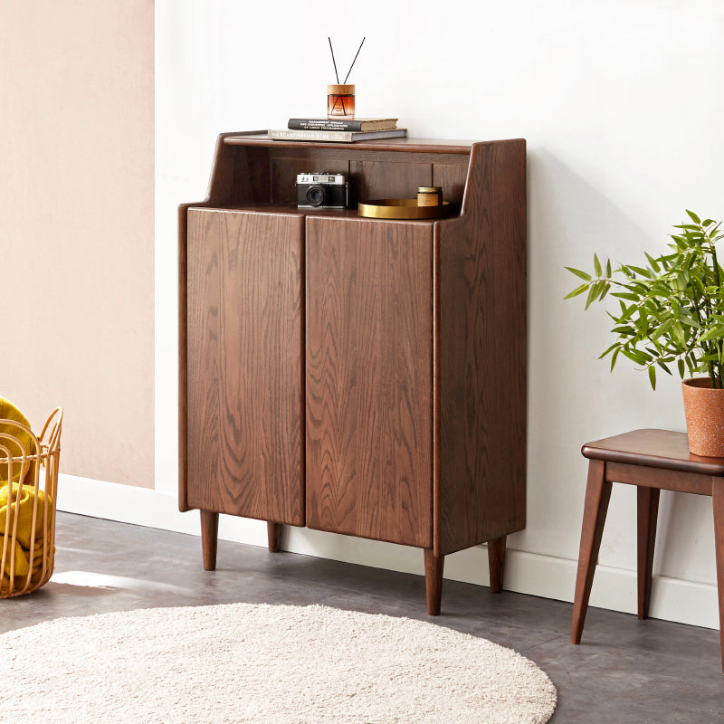 Solid American Oak 2-Door Shoe Cabinet 65cm 80cm