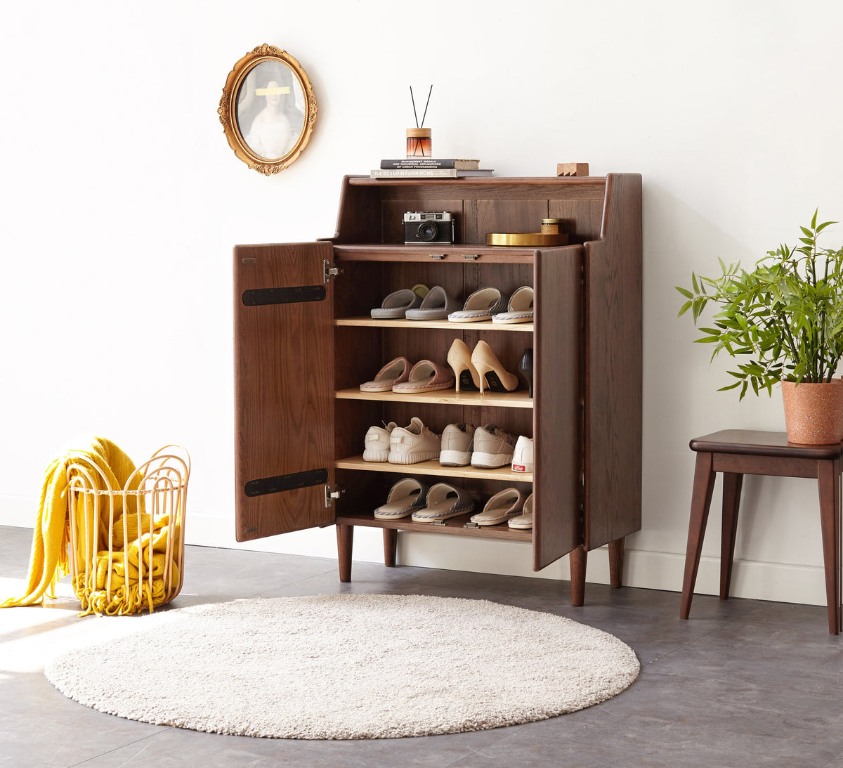 Solid American Oak 2-Door Shoe Cabinet 65cm 80cm – view 6