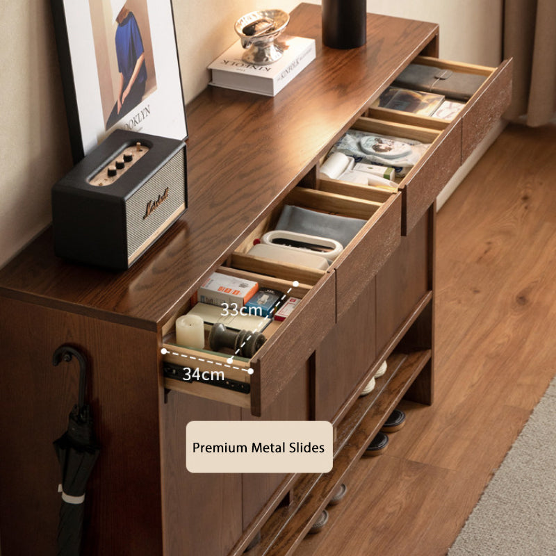 Imogen Shoe Cabinet in Solid American Oak with Pinewood, 80cm 110cm 140cm – view 8