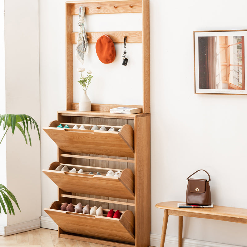 Scarlett Solid American Oak Ultra-Thin Shoe Cabinet 85cm – view 2