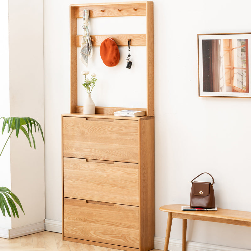 Scarlett Solid American Oak Ultra-Thin Shoe Cabinet 85cm – view 4