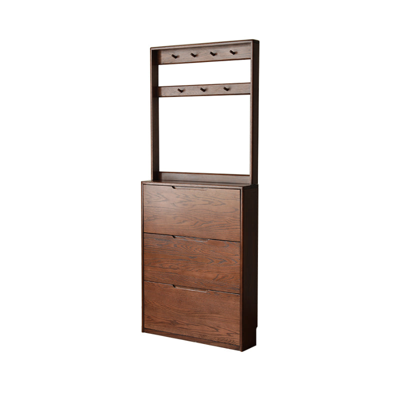 Scarlett Solid American Oak Ultra-Thin Shoe Cabinet 85cm – Walnut, view 19