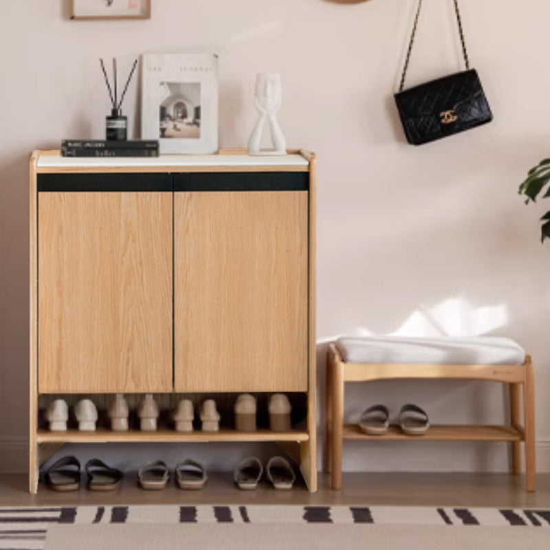 Stanley Solid American Oak 3-Door 2-Door Shoe Cabinet – 2-door Natural Wood, view 10