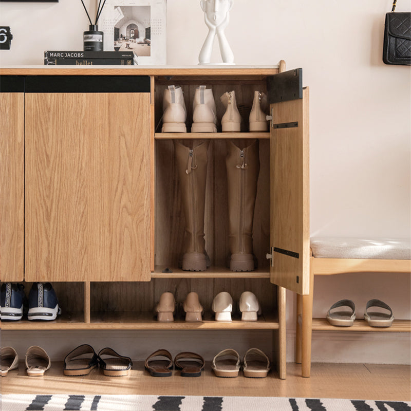 Stanley Solid American Oak 3-Door 2-Door Shoe Cabinet – view 4