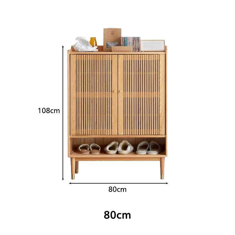 Zahra Solid American Oak Slatted Shoe Cabinet 48cm 80cm – view 6