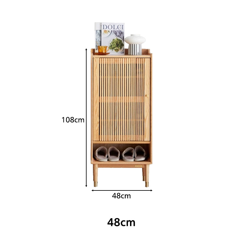 Zahra Solid American Oak Slatted Shoe Cabinet 48cm 80cm – view 8