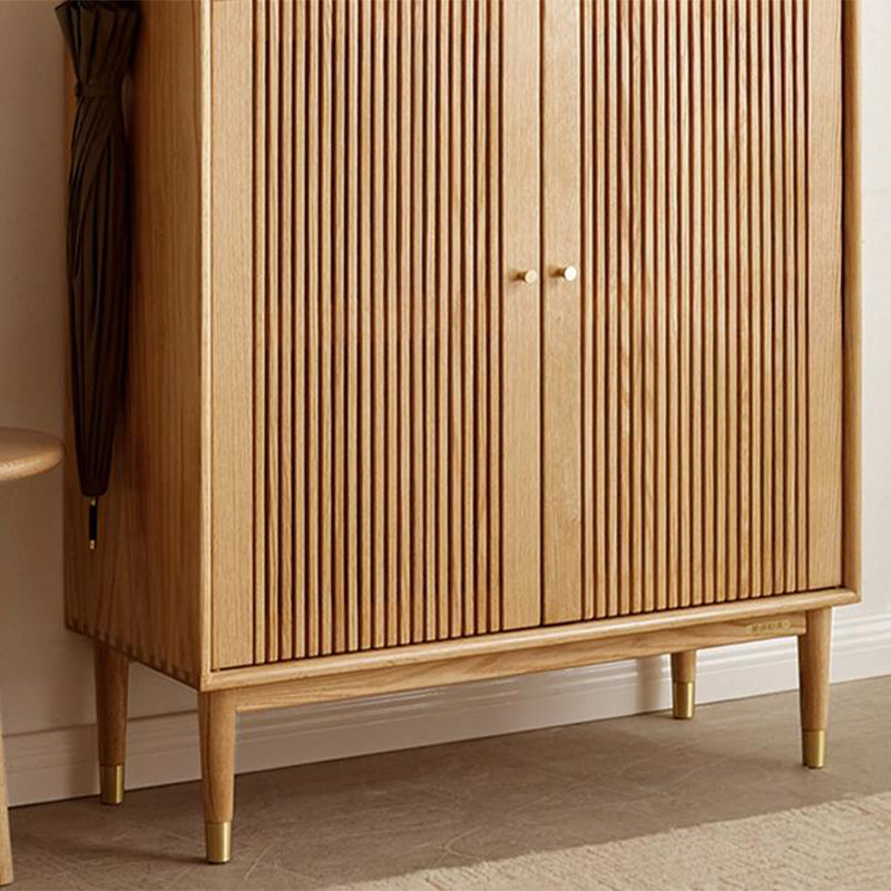 Zain Solid American Oak Slatted Shoe Cabinet 80cm – view 12