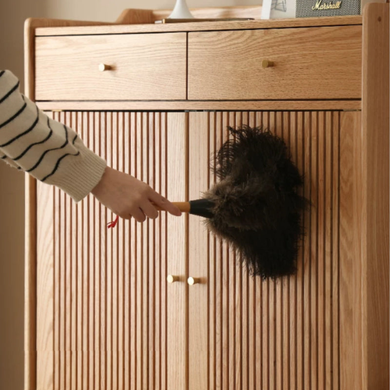 Zain Solid American Oak Slatted Shoe Cabinet 80cm – view 7