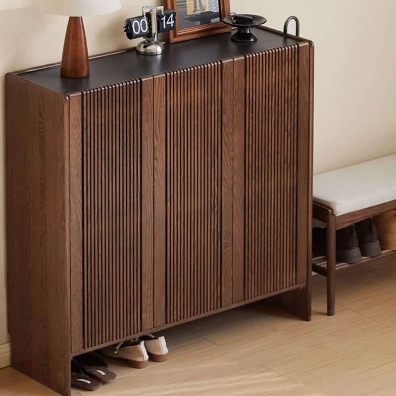 Rhys Solid American Oak Slatted Shoe Cabinet 110cm – view 10