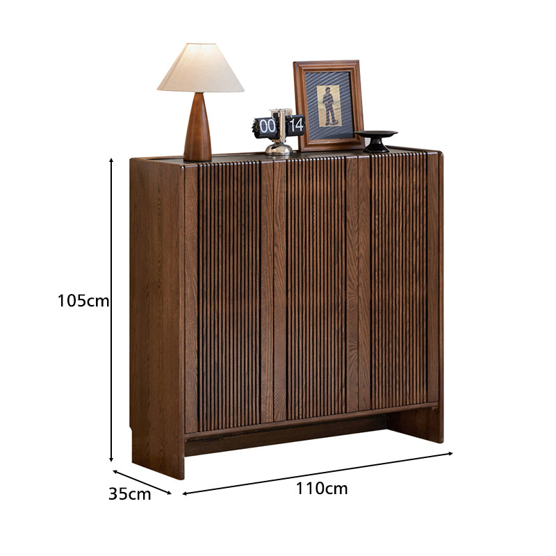 Rhys Solid American Oak Slatted Shoe Cabinet 110cm – view 16
