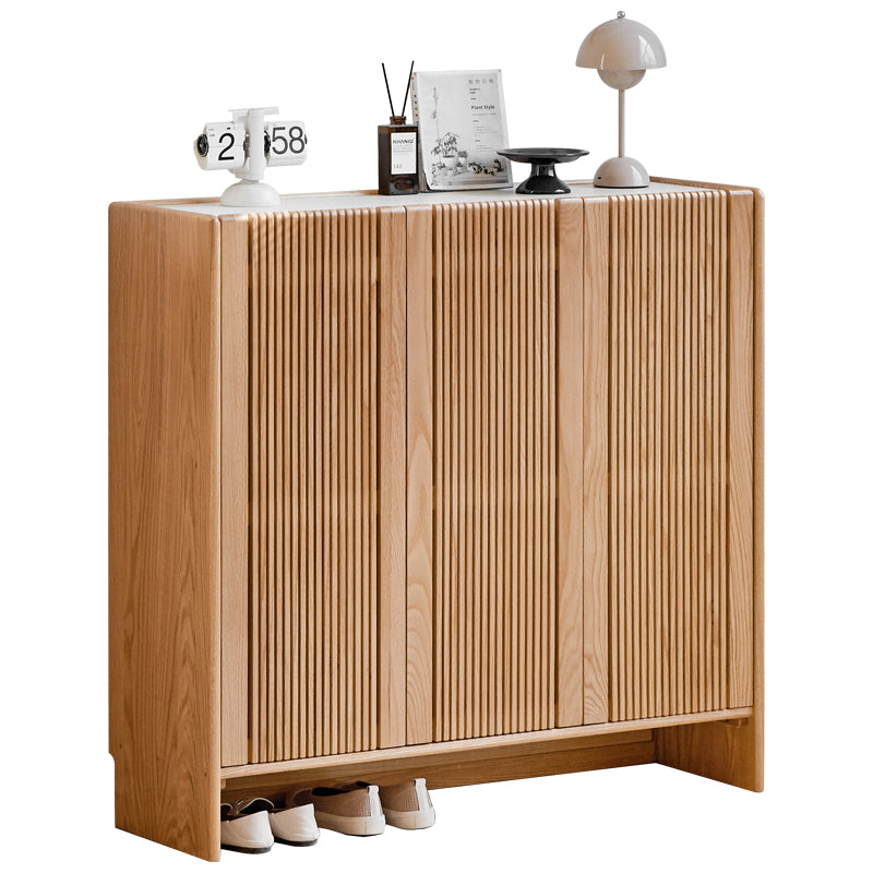Rhys Solid American Oak Slatted Shoe Cabinet 110cm – view 7