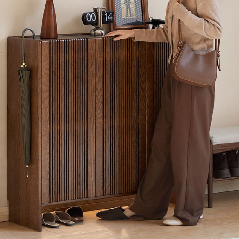 Rhys Solid American Oak Slatted Shoe Cabinet 110cm – view 9