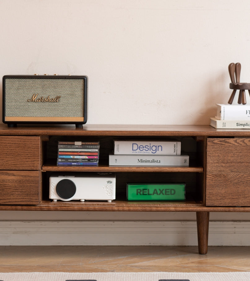 Daubs Solid American Oak Sliding-Door TV Unit 150cm 180cm – view 11