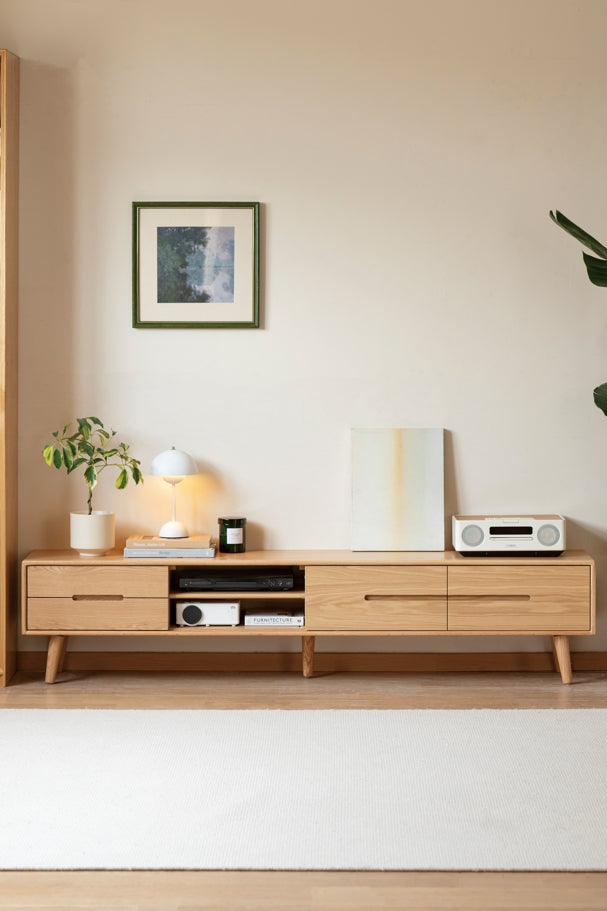 Daubs Solid American Oak Sliding-Door TV Unit 150cm 180cm – view 3