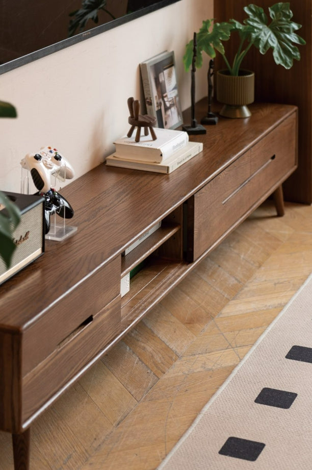 Daubs Solid American Oak Sliding-Door TV Unit 150cm 180cm – view 8