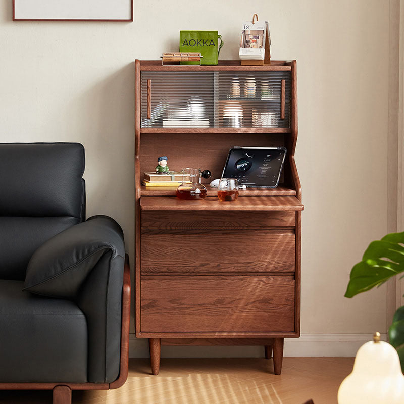Harrison Solid American Oak Display Shelf Storage Cabinet 65cm