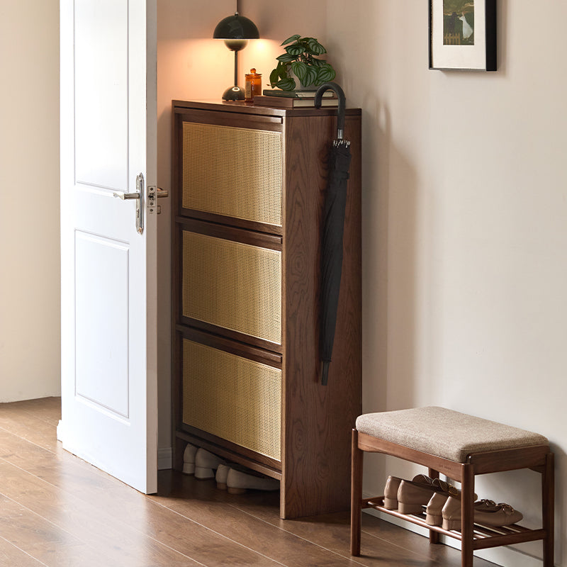 Adonis Solid American Oak Ultra-Thin Shoe Cabinet 65cm 80cm – view 3