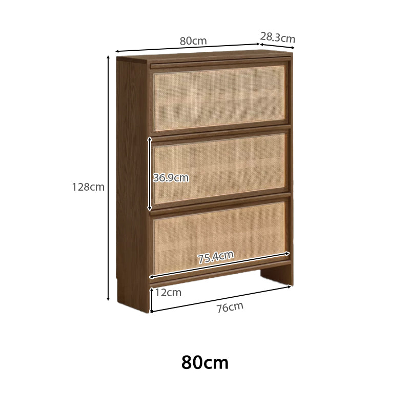 Adonis Solid American Oak Ultra-Thin Shoe Cabinet 65cm 80cm – view 8