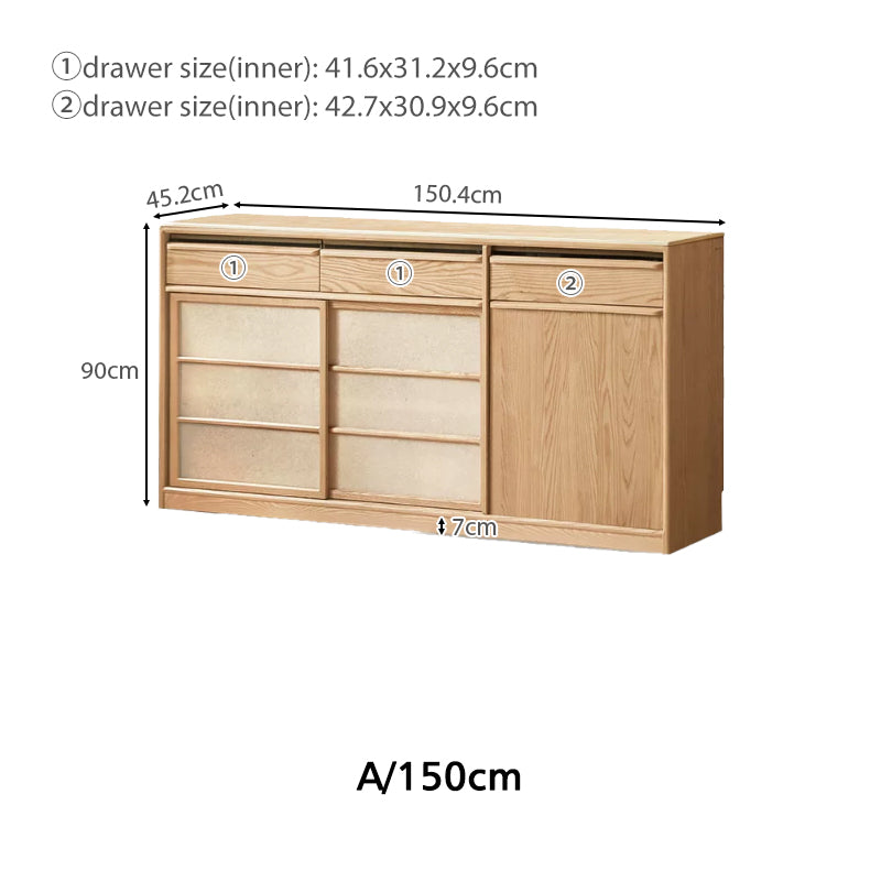 Adelina Solid Ash Multi-Drawer Sideboard 150cm 180cm – view 9