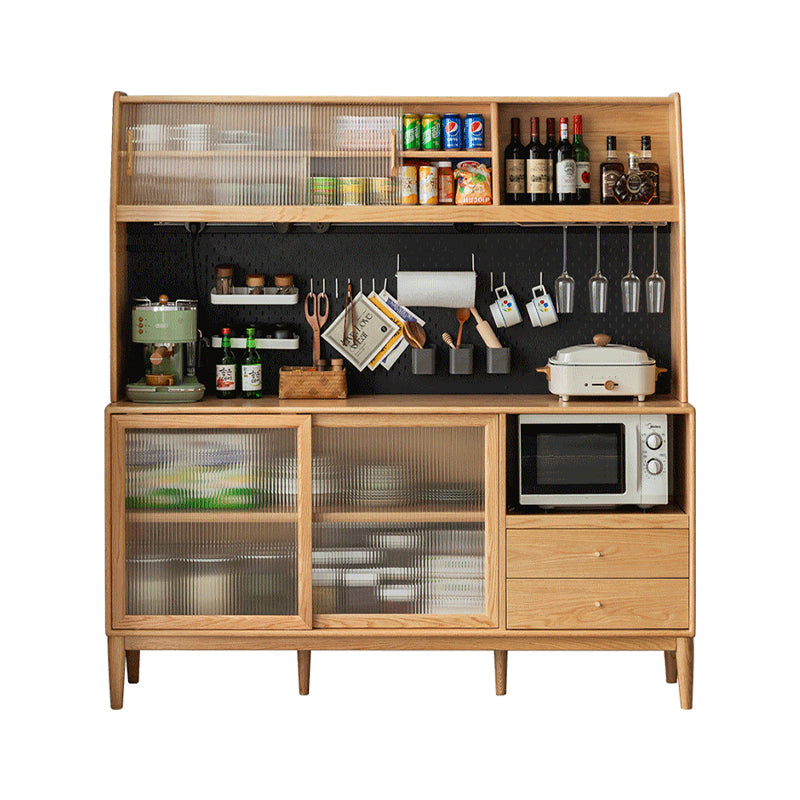 Keedy Solid Ash Sideboard Glass Display Cupboard 150cm 180cm – 180cm Natural Wood, view 18