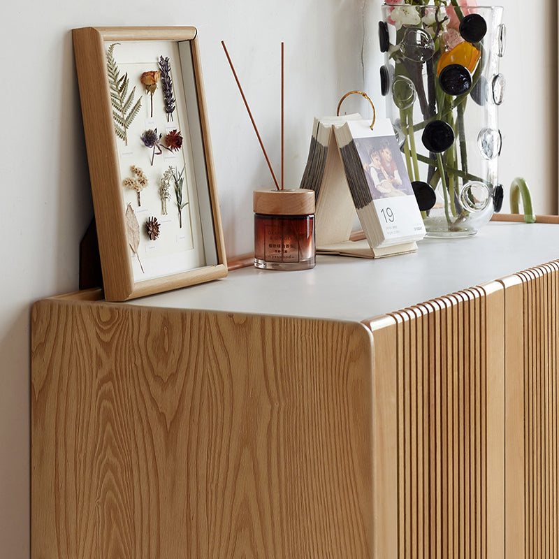 Rhys Solid Ash Slatted Shoe Cabinet 110cm – view 6