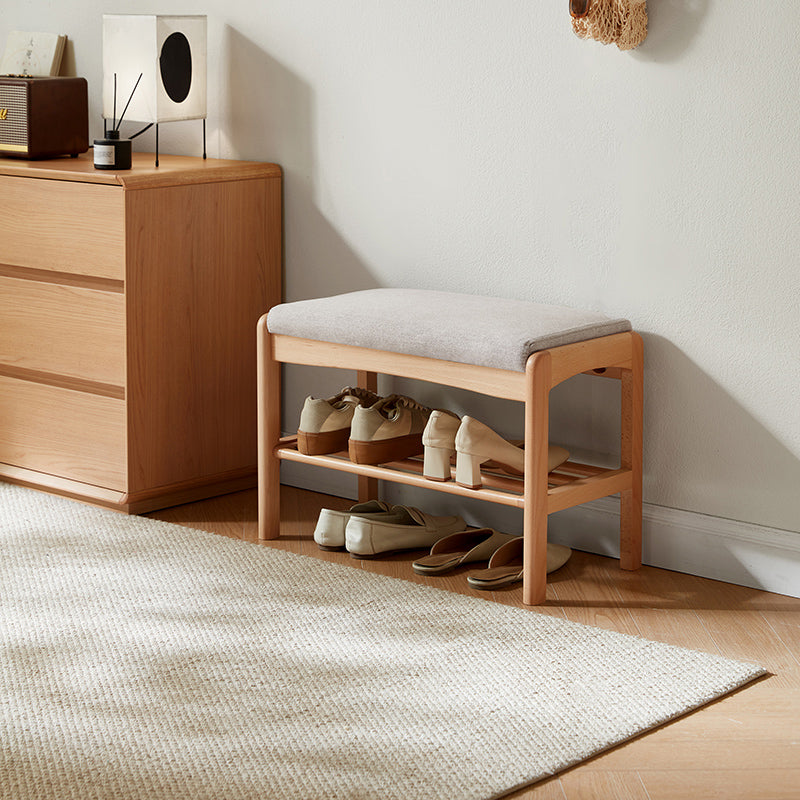 Sylvie Solid Beech Shoe Cabinet Shoe-Changing Stool – view 3