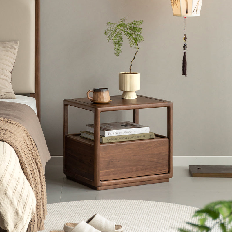 Aria Solid Black Walnut Bedside Table