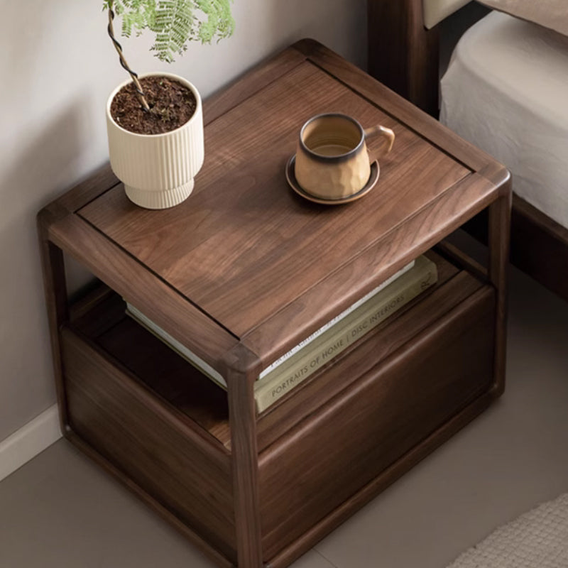 Aria Solid Black Walnut Bedside Table – view 4