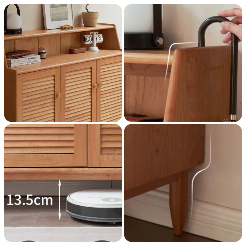 Selena Solid Cherry Louvered Shoe Cabinet – view 7