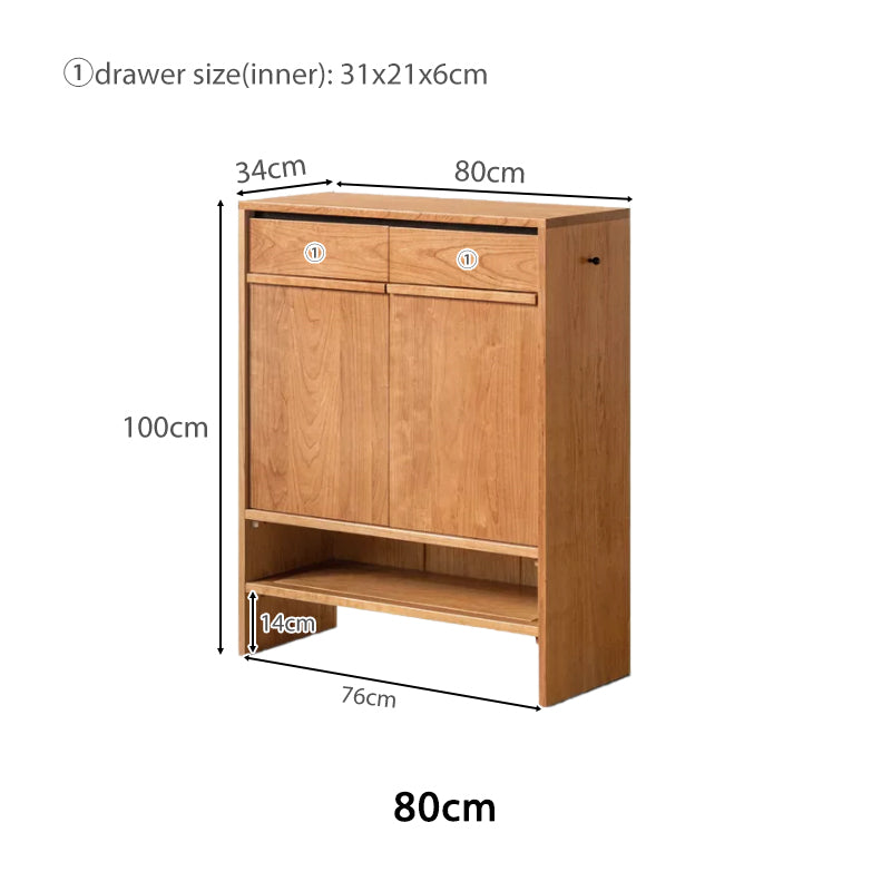 Ulrich Shoe Cabinet in Solid Cherry Wood with Pinewood, 80cm 110cm 140cm – view 12