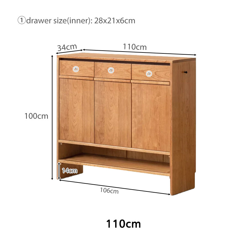 Ulrich Shoe Cabinet in Solid Cherry Wood with Pinewood, 80cm 110cm 140cm – view 14